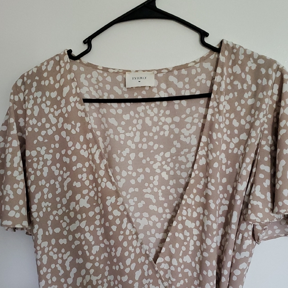 Everly Beige Patterned High Low Dress - Picture 3 of 9